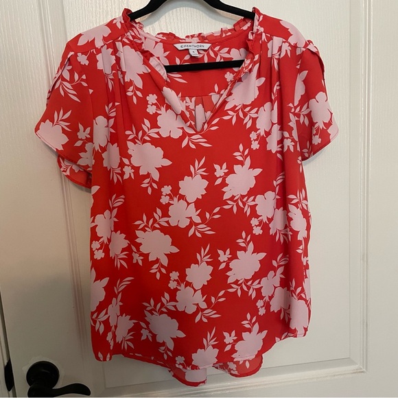 41 Hawthorn Tops - 41 Hawthorn Red and Pink Floral Blouse
